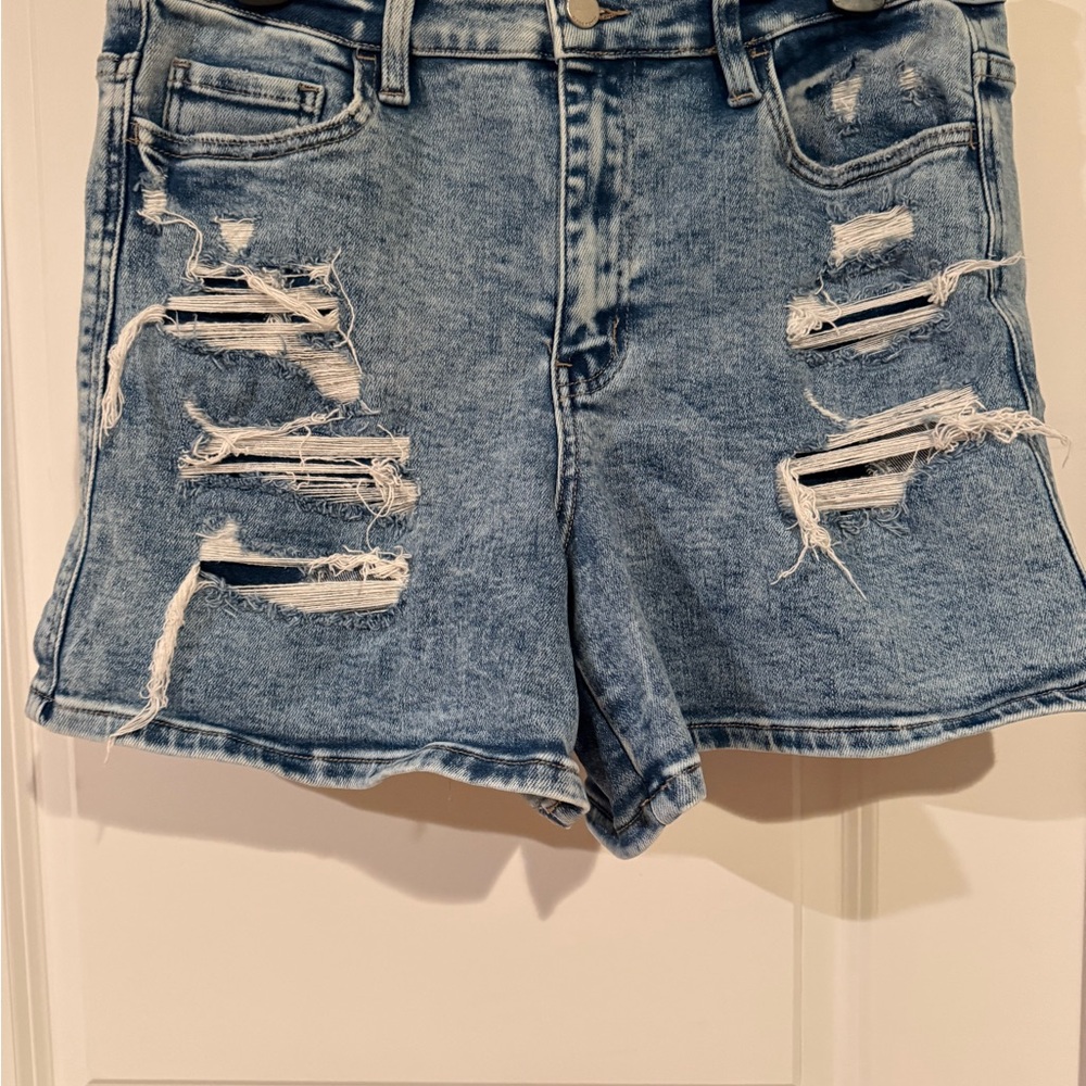Flying Monkey Light Blue Ripped Jean Shorts